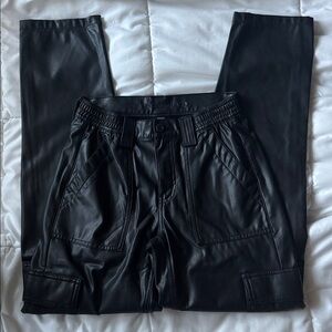 American Eagle Outfitters Black Faux Leather Cargo Pants
